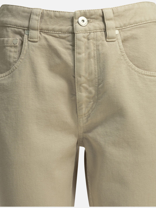 Brunello Cucinelli "Straight Shiny Bartck" Straight Leg Jeans Beige

