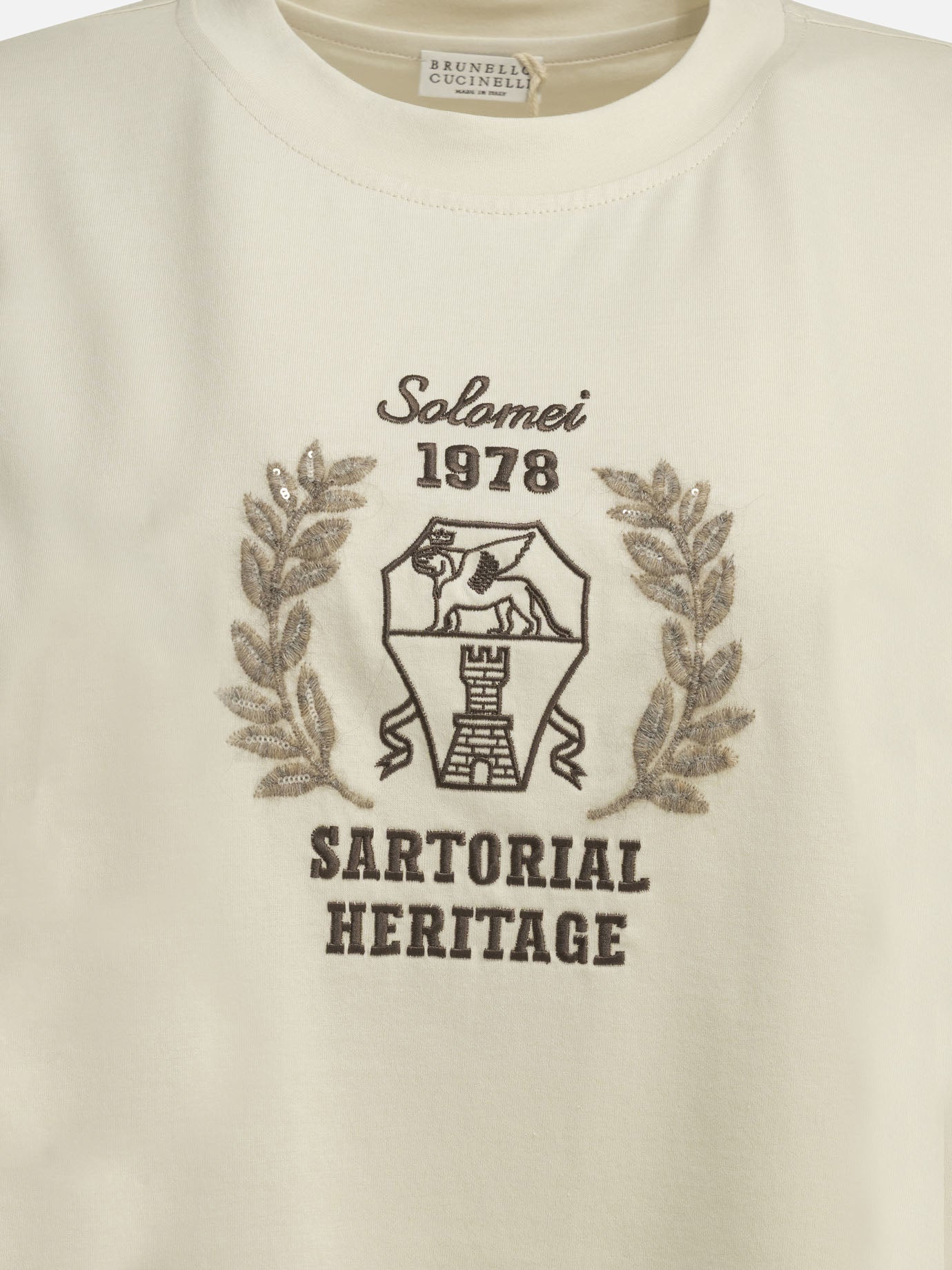 T-shirt girocollo Logo  Beige - Brunello Cucinelli Donna | PDP | VIETTI Online Store | thumbnail_3