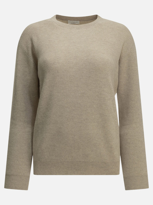 Crewneck sweaters Solid colour  Beige - Brunello Cucinelli Women | PDP | VIETTI Online Store 
