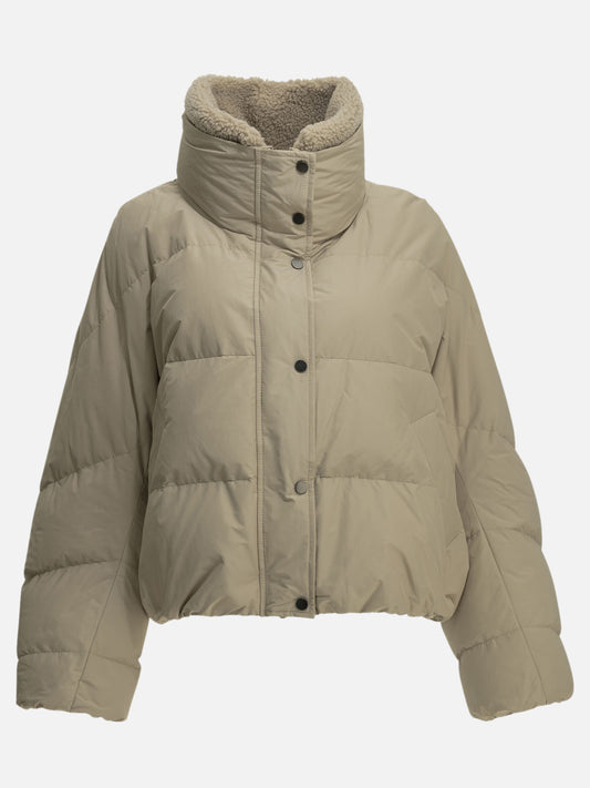 Brunello Cucinelli Short down jacket in techno cotton taffeta Beige

