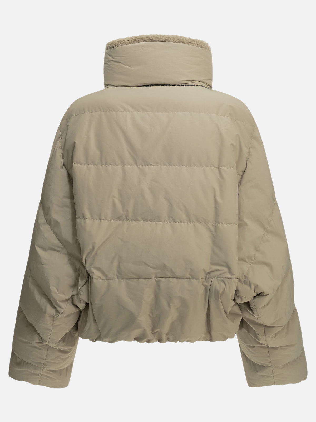 Brunello Cucinelli Short down jacket in techno cotton taffeta Beige - VIETTI