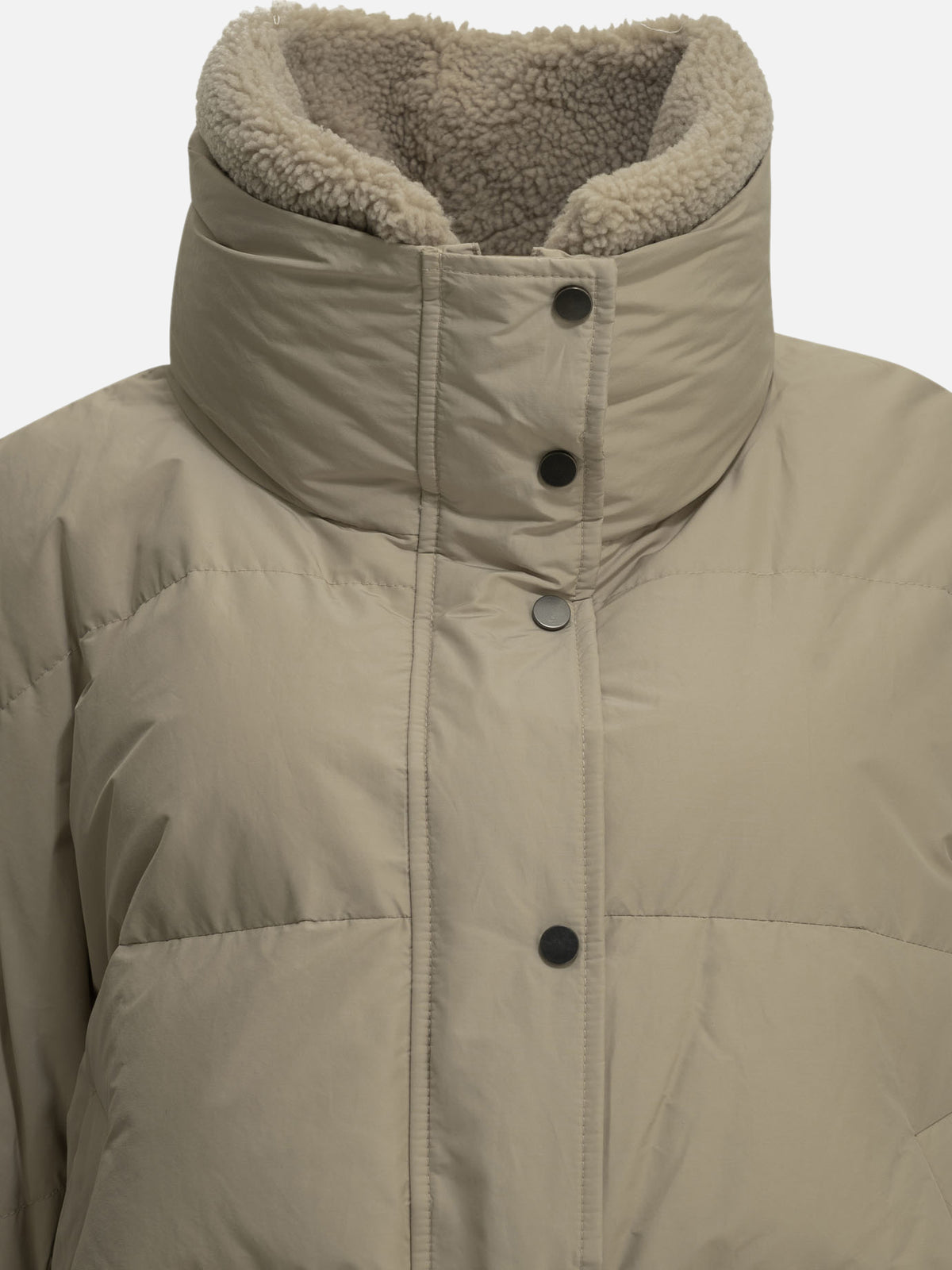 Brunello Cucinelli Short down jacket in techno cotton taffeta Beige

