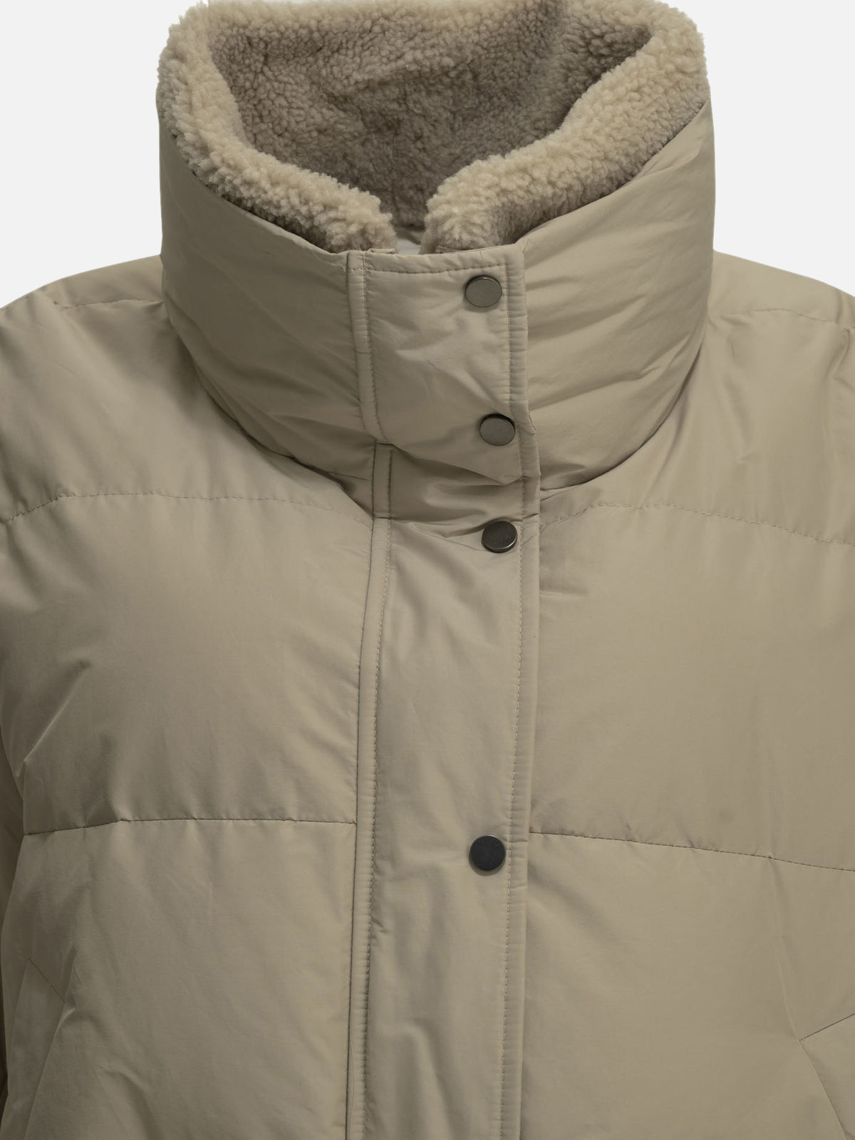 Brunello Cucinelli Short down jacket in techno cotton taffeta - Beige

