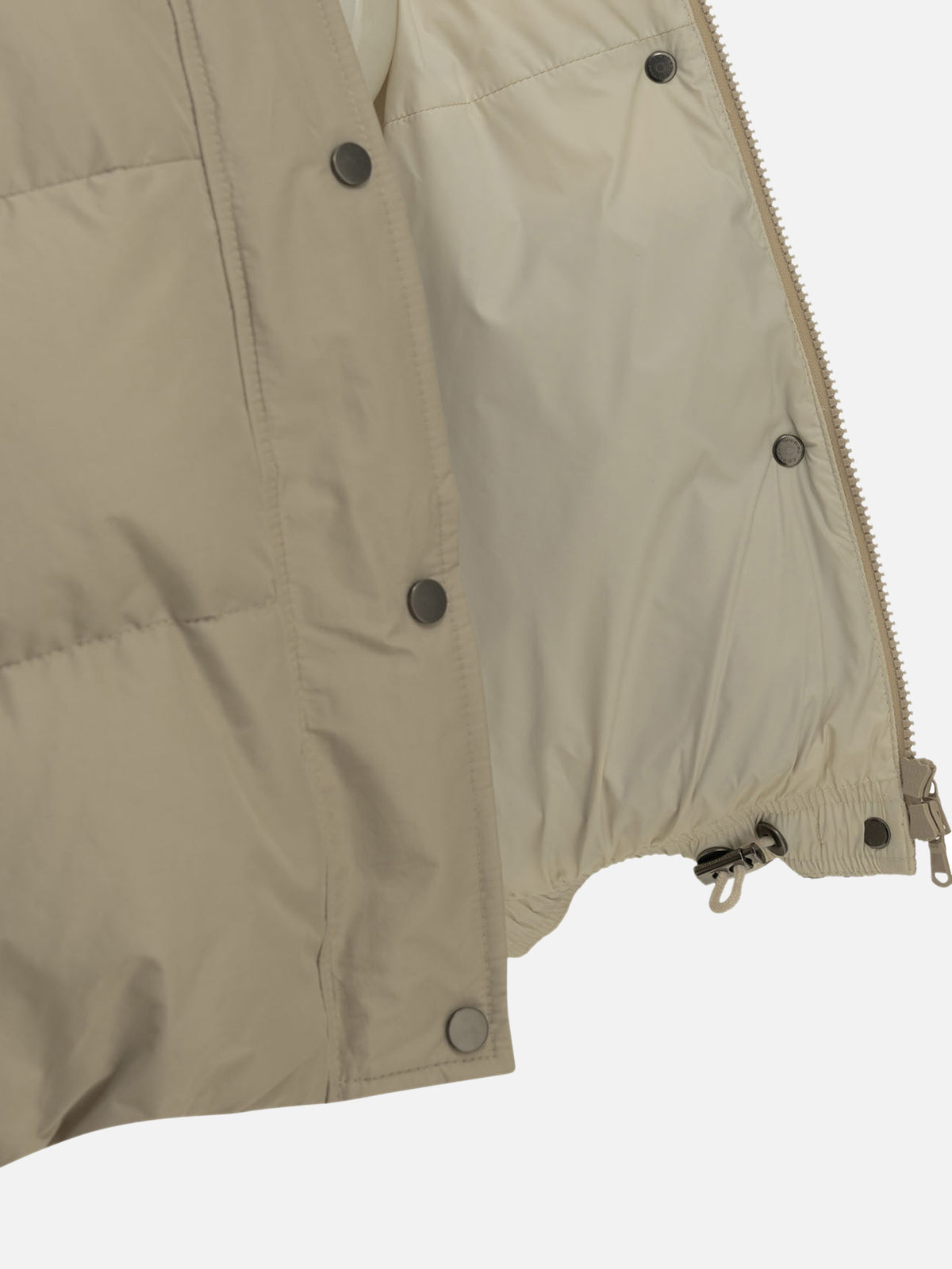 Brunello Cucinelli Short down jacket in techno cotton taffeta Beige

