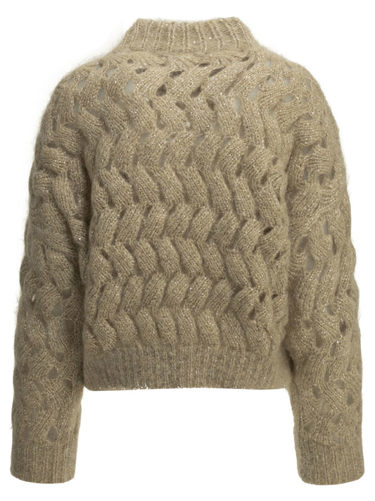 Crewneck sweaters Textured knit  Beige - Brunello Cucinelli Women | PLP | VIETTI Online Store | 2
