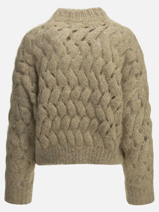 Crewneck sweaters Textured knit  Beige - Brunello Cucinelli Women | PDP | VIETTI Online Store | 2
