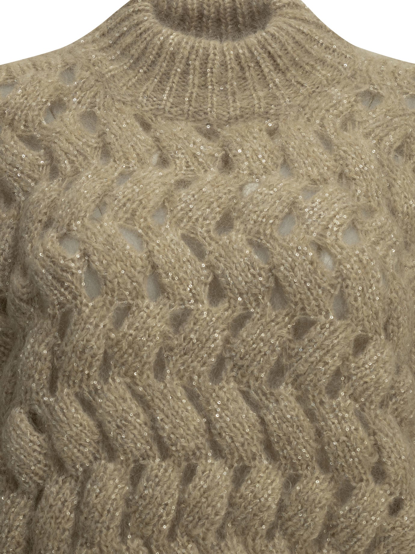 Crewneck sweaters Textured knit  Beige - Brunello Cucinelli Women | PDP | VIETTI Online Store | Zoom-Modal_3
