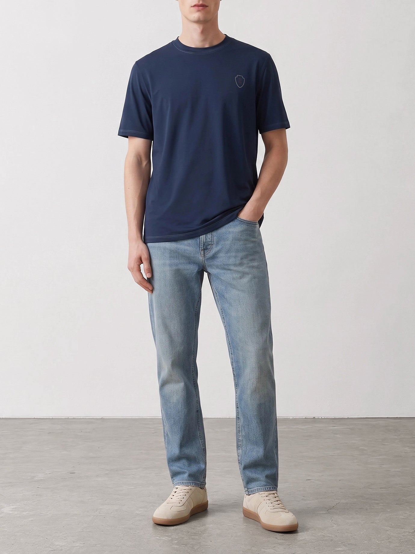 Crewneck t-shirts Logo  Blue - Brunello Cucinelli Men | PDP | VIETTI Online Store | thumbnail_2