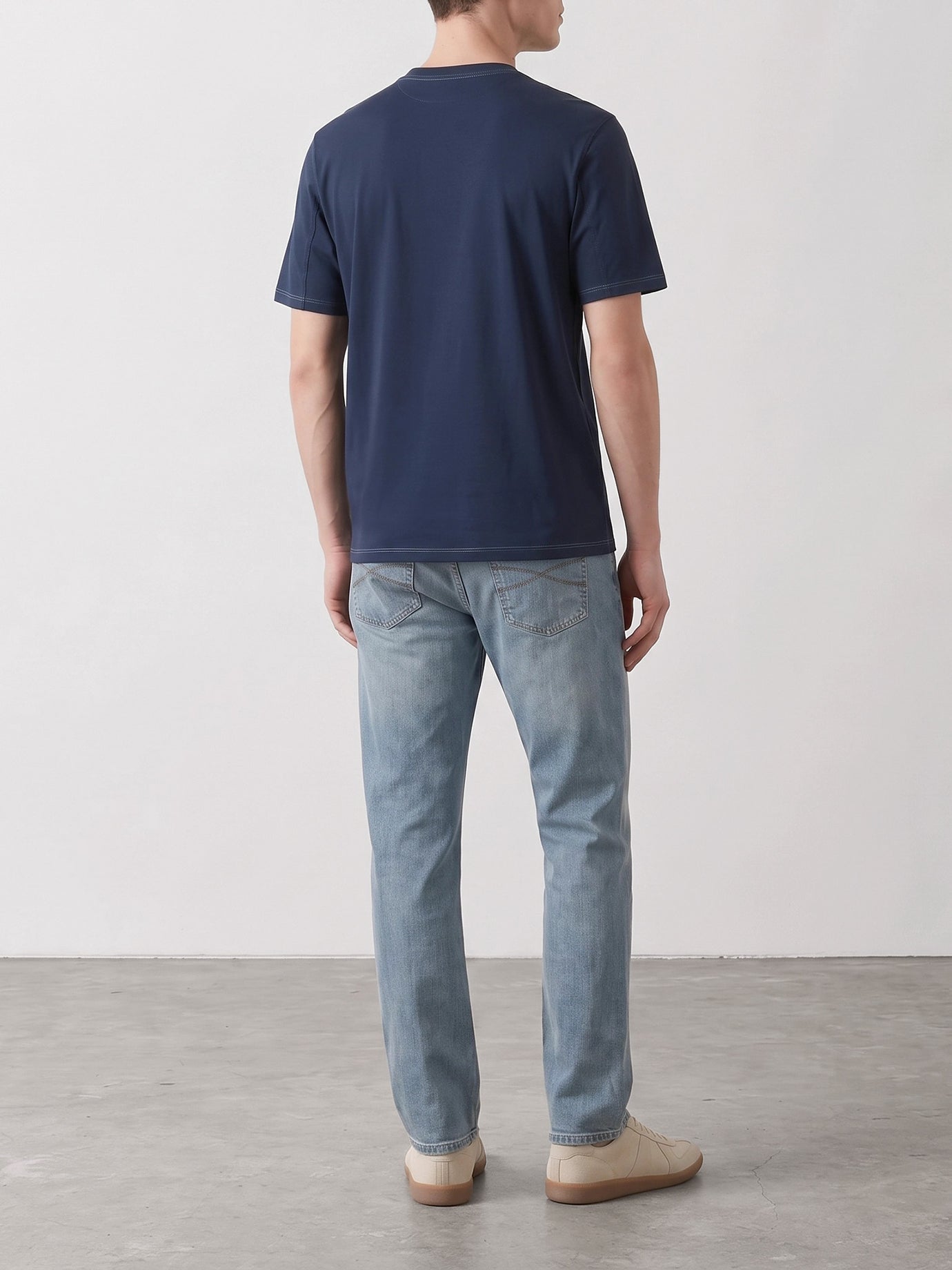 Crewneck t-shirts Logo  Blue - Brunello Cucinelli Men | PDP | VIETTI Online Store | Zoom-Modal_3
