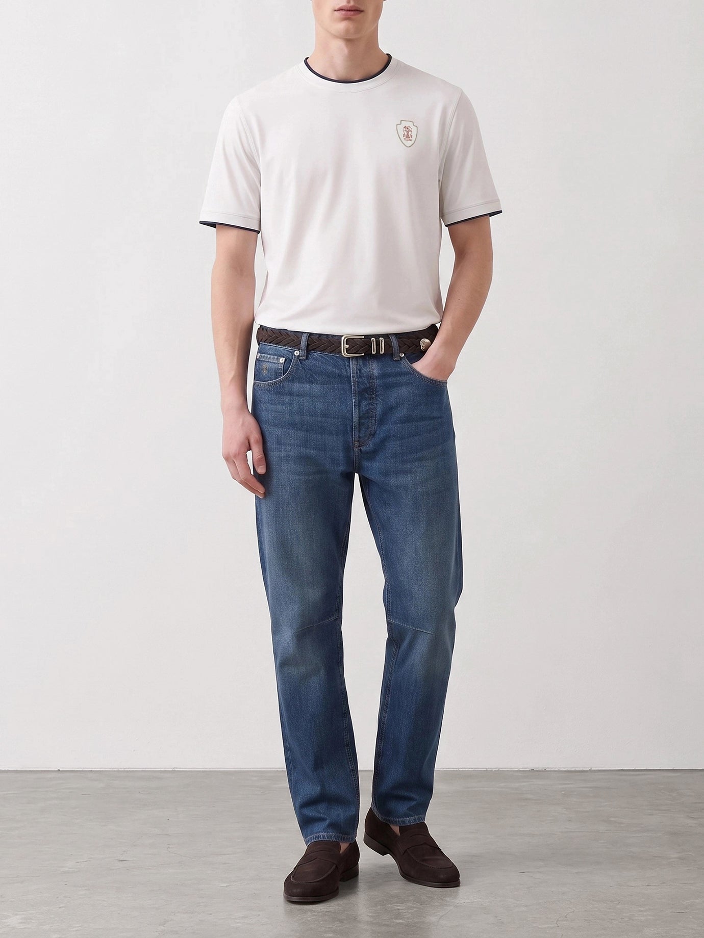 Crewneck t-shirts Logo  White - Brunello Cucinelli Men | PDP | VIETTI Online Store | Zoom-Modal_2
