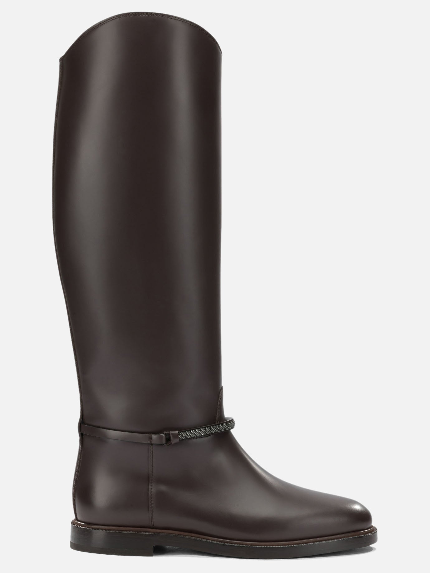 Knee-high 100% calf leather - 100% calf leather  Brown - Brunello Cucinelli Women | PDP | VIETTI Online Store | Zoom-Modal

