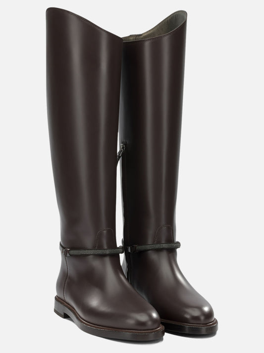 Knee-high 100% calf leather - 100% calf leather  Brown - Brunello Cucinelli Women | PDP | VIETTI Online Store | 2

