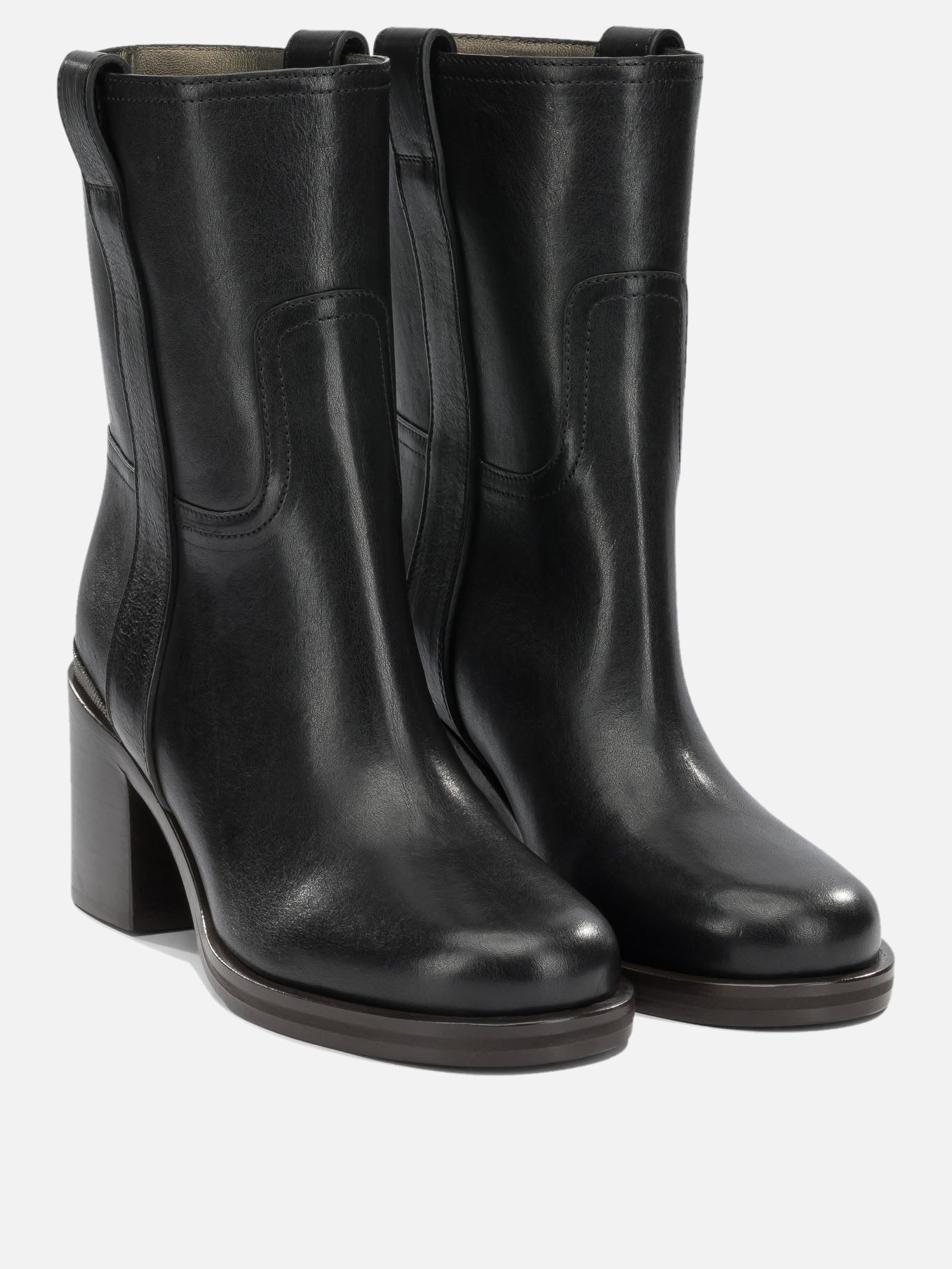 Brunello Cucinelli Stivaletti pull-on in pelle Nero - VIETTI