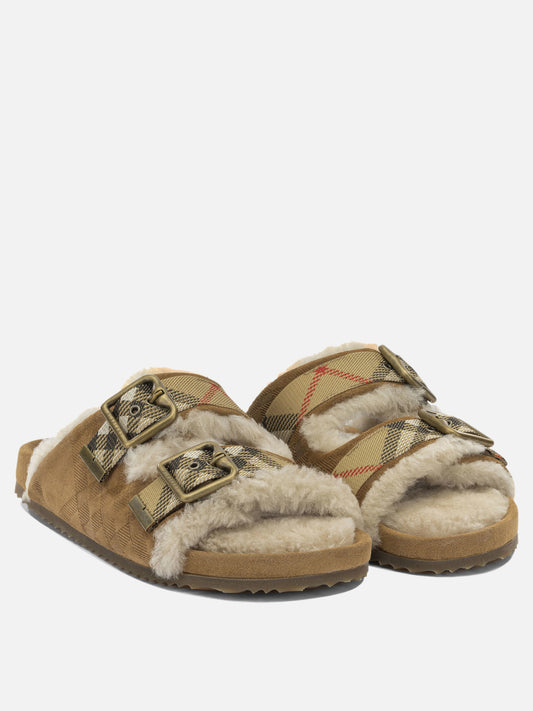 Flat sandals 70% calf leather 24% nylon 6% polyester  Beige - Burberry Women | PDP | VIETTI Online Store | 2

