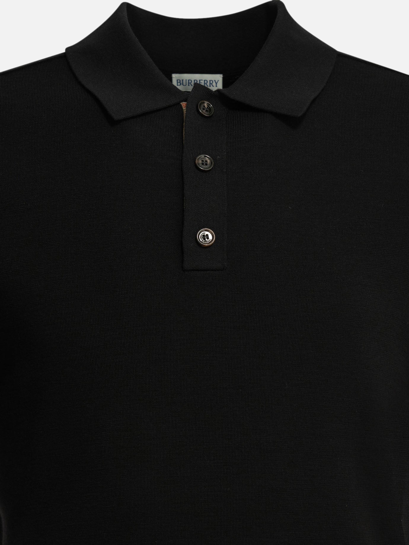 Polo shirts with buttons Solid colour  Black - Burberry Men | PDP | VIETTI Online Store | thumbnail_3