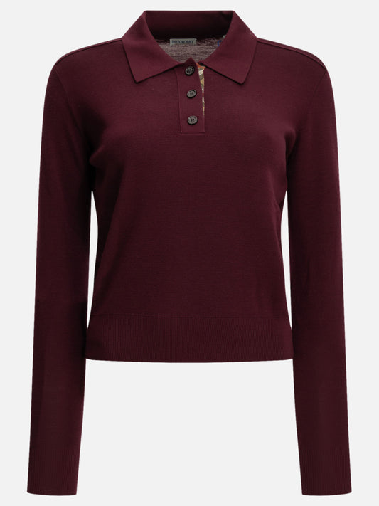 Burberry Wool Polo Sweater Bordeaux

