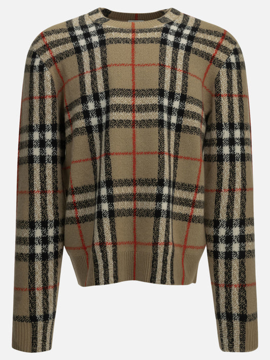 Burberry "Check" Crew-Neck Sweater Beige

