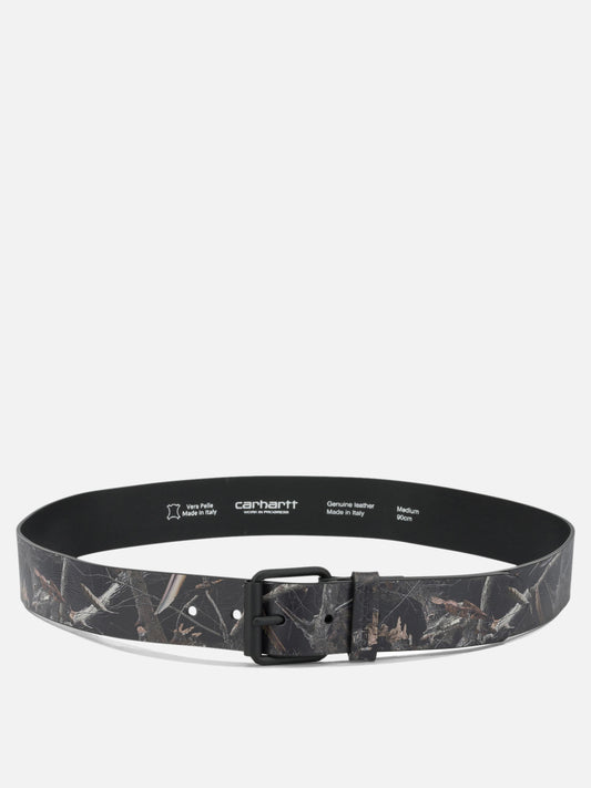 Carhartt WIP "Camo Feather Tree" Leather Belt Black

