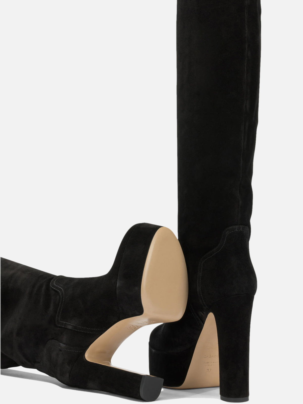 Casadei "Patty 80MM" Knee-High Boots Black

