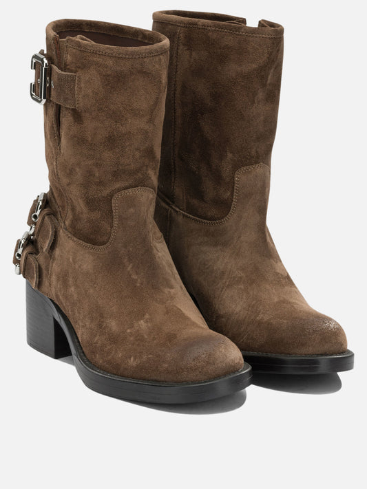 Chloé "Dakota" Pull-On Ankle Boots Brown

