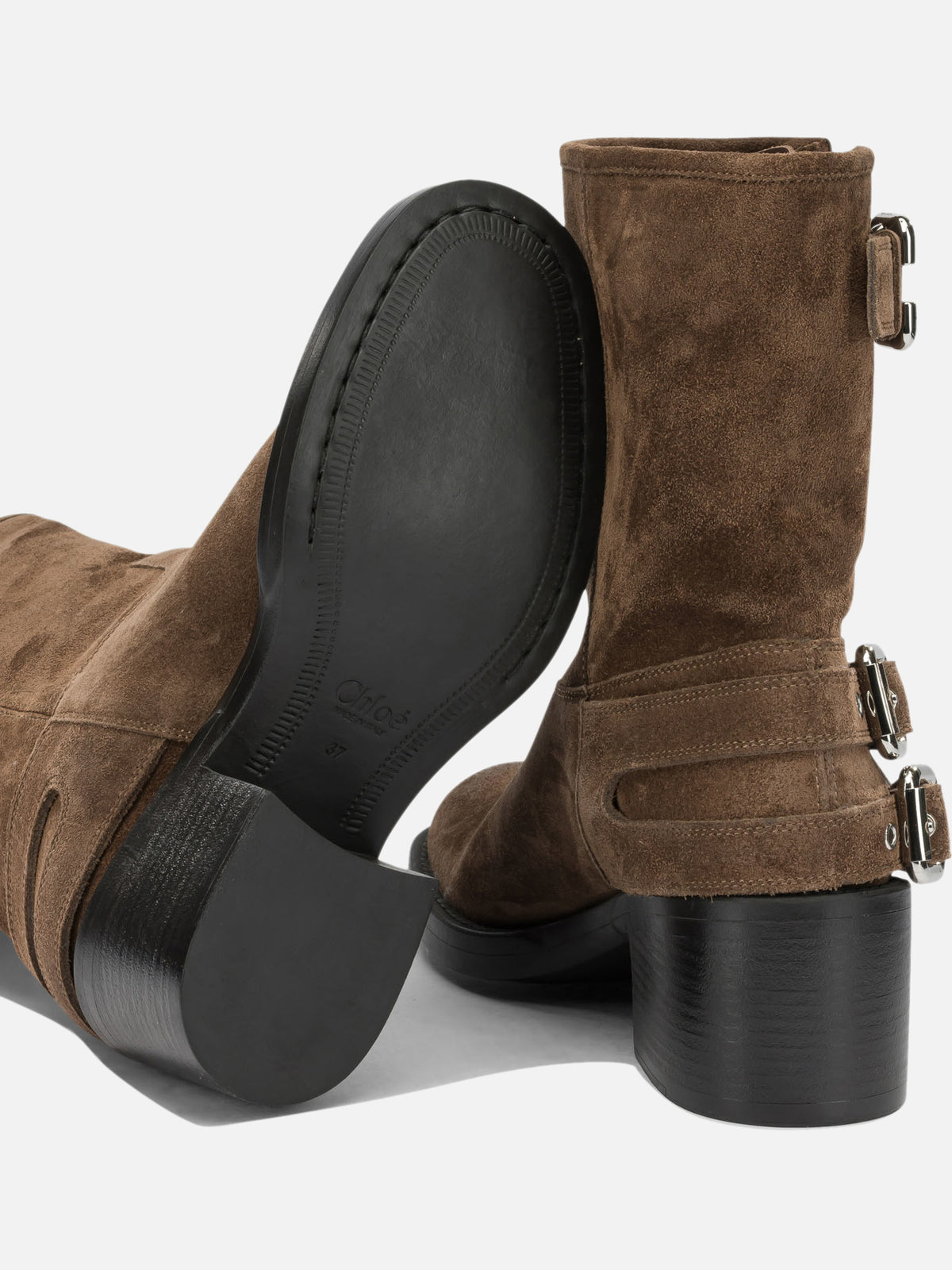 Chloé "Dakota" Pull-On Ankle Boots Brown

