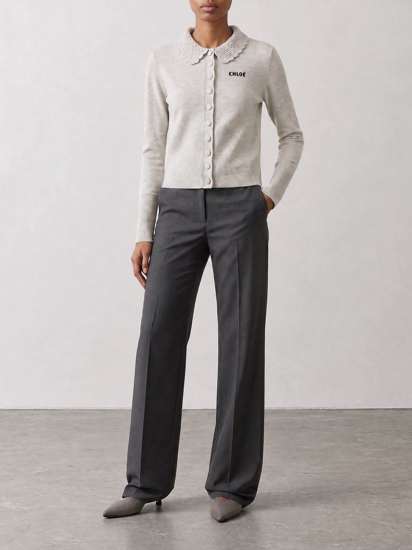 Polo sweater Logo  Grey - Chloé Women | PDP | VIETTI Online Store | Zoom-Modal_2
