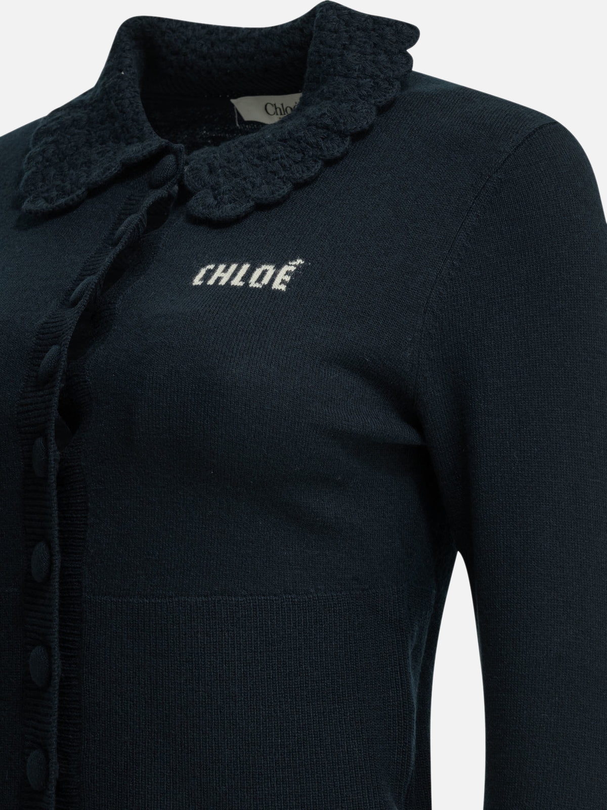 Chloé Polo Sweater with Logo Blue