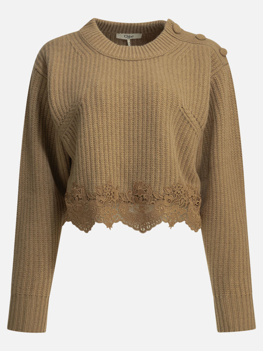 Crewneck sweaters Embroidered  Brown - Chloé Women | PDP | VIETTI Online Store 
