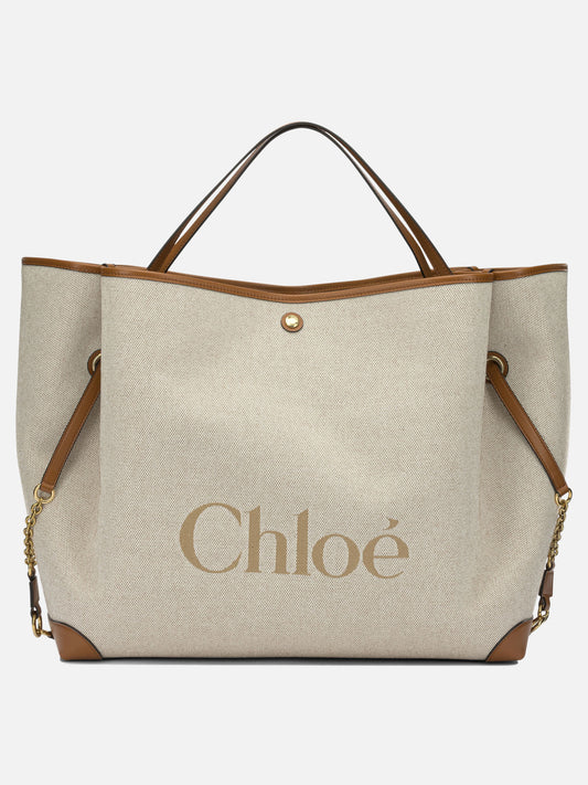 Large bags 100% cotton 100% leather  Brown - Chloé Women | PLP | VIETTI Online Store 
