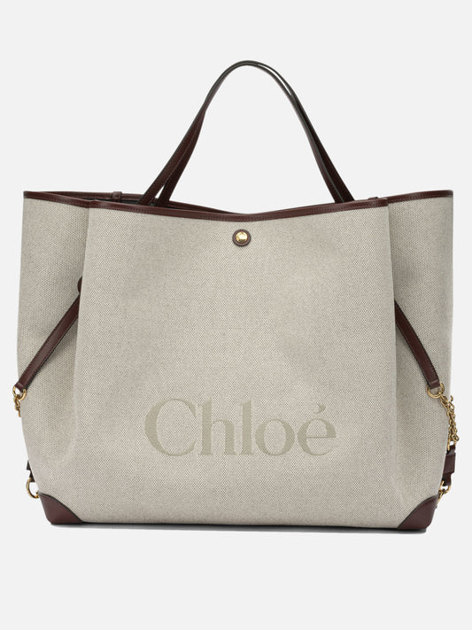 Large bags 100% cotton 100% leather  Beige - Chloé Women | PDP | VIETTI Online Store 
