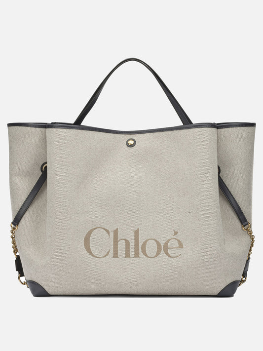 Large bags 100% cotton 100% leather  Blue - Chloé Women | PLP | VIETTI Online Store 
