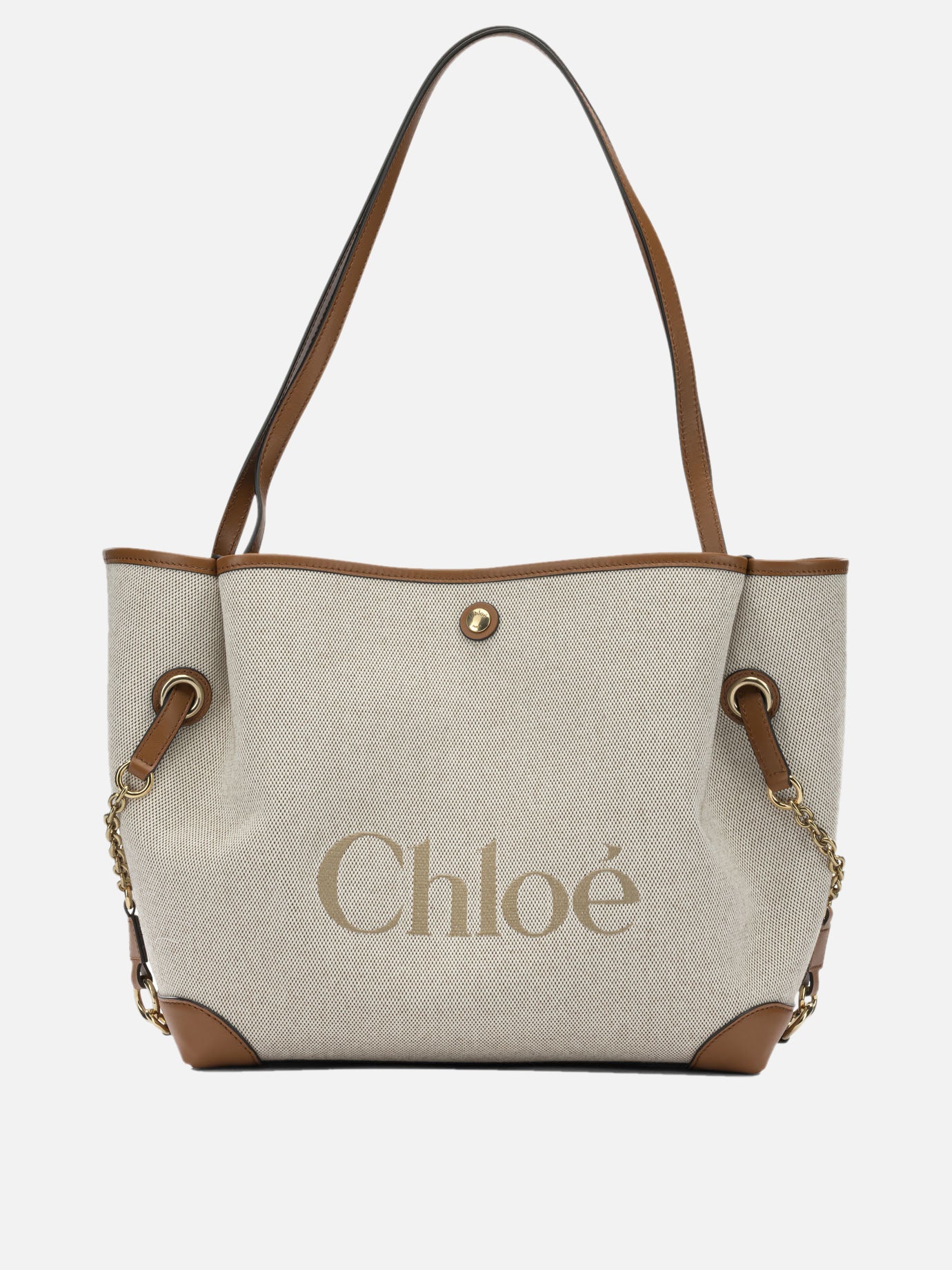 Large bags 100% cotton 100% leather  Brown - Chloé Women | PDP | VIETTI Online Store | Zoom-Modal
