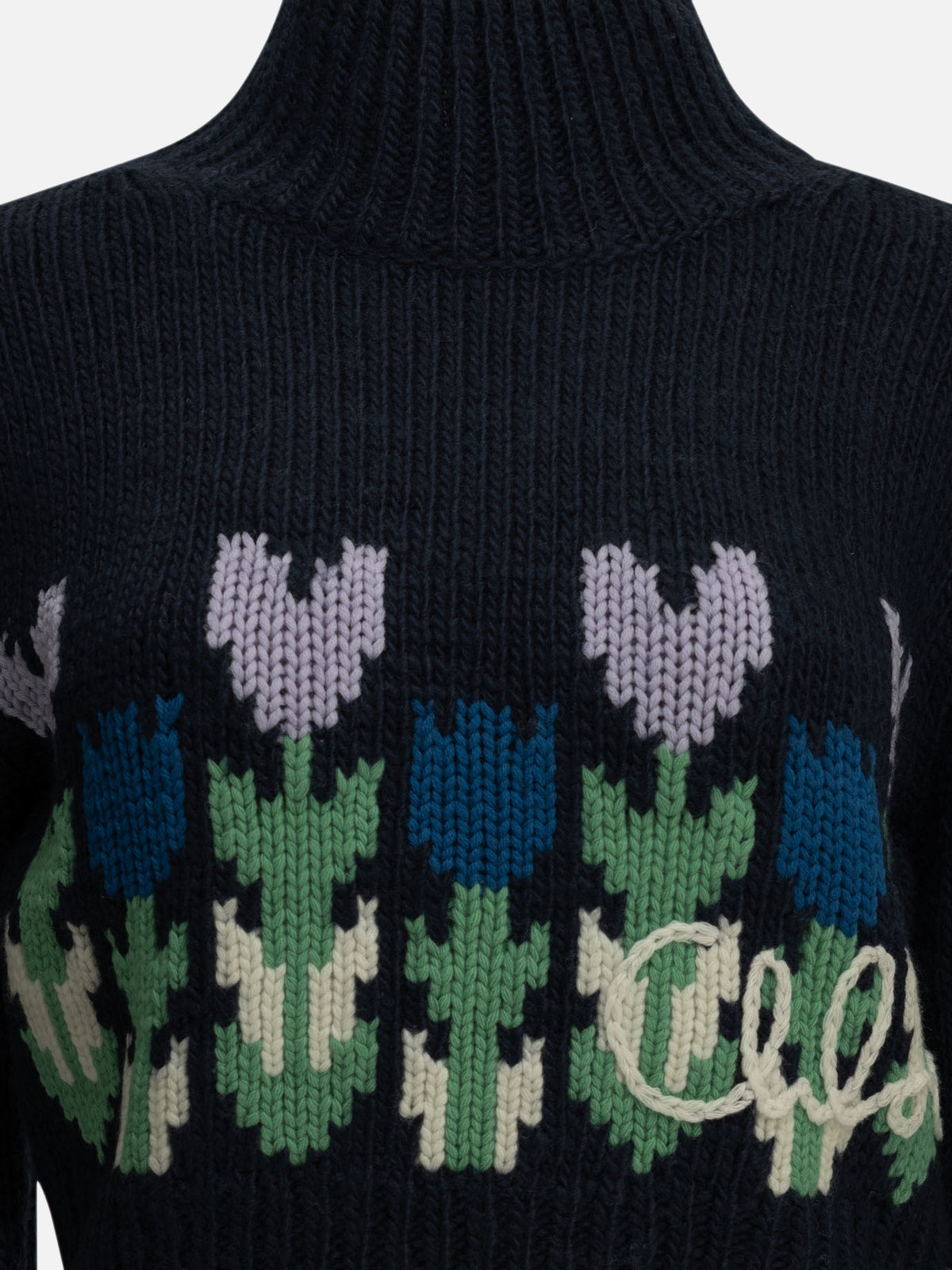 Chloé Logo Turtleneck Sweater Blue
