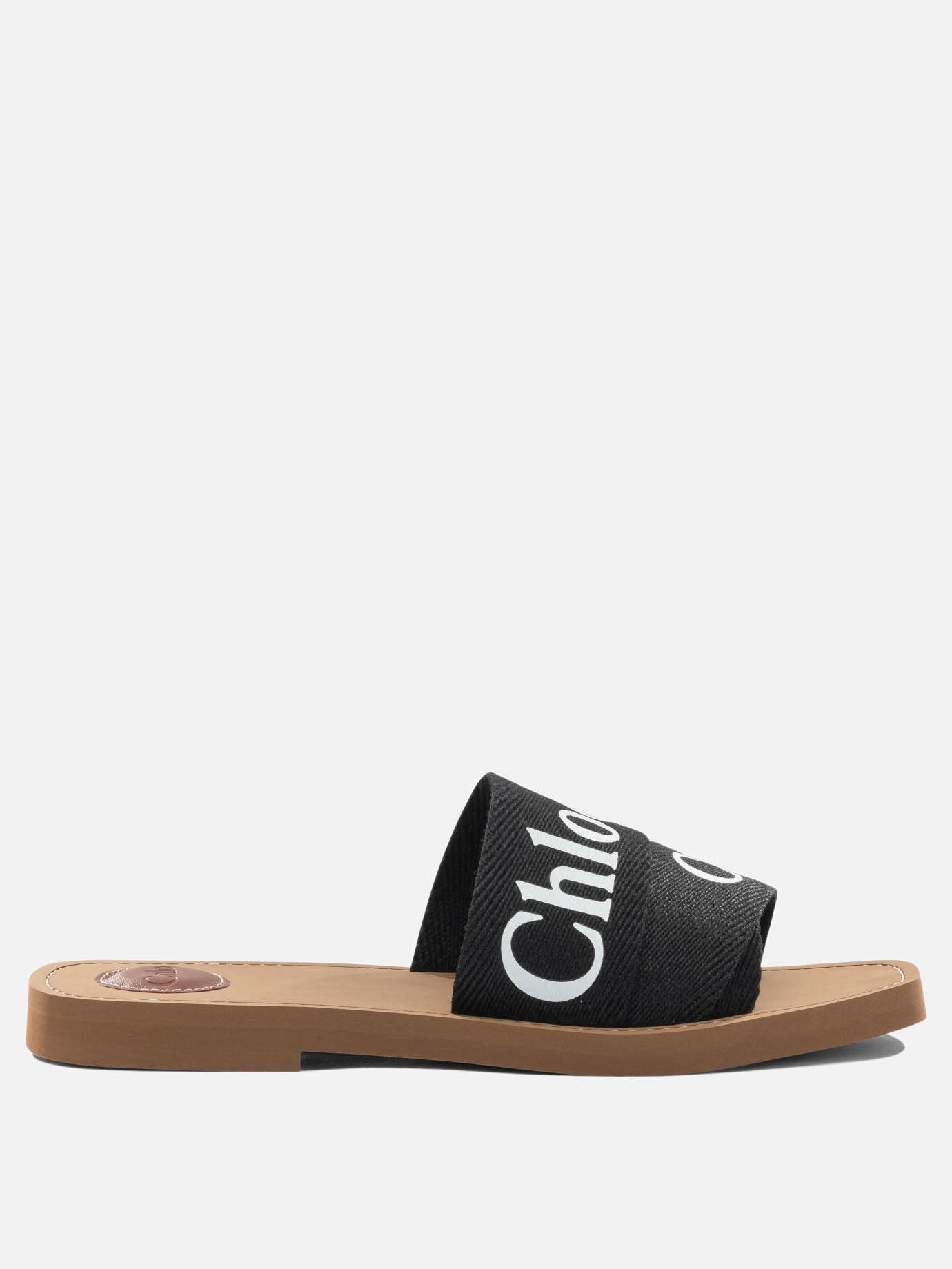 Slides 90% linen 10% polyester - 100% ethylene vinyl acetate  Black - Chloé Women | PDP | VIETTI Online Store | Zoom-Modal

