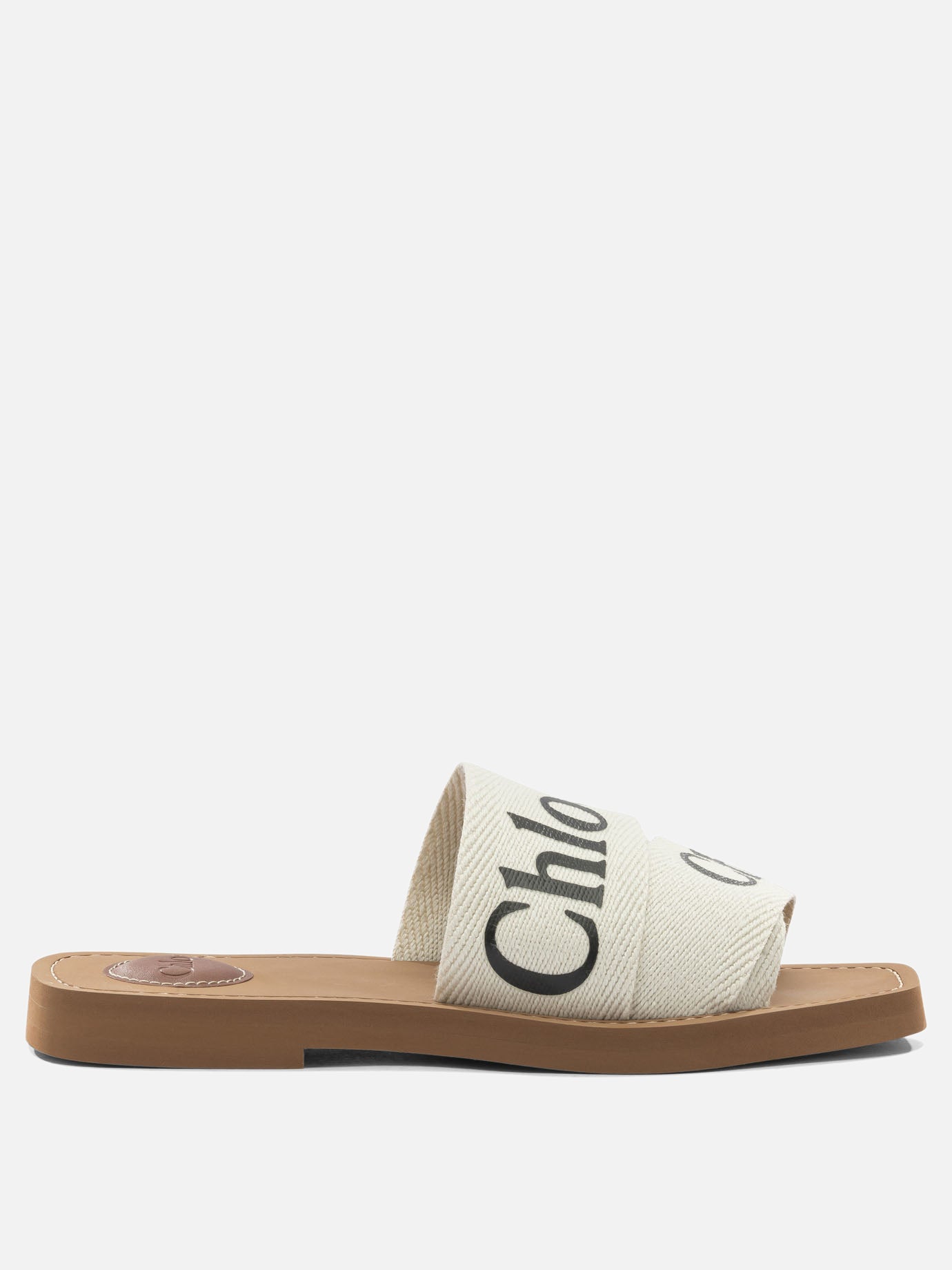 Slides 90% linen 10% polyester - 100% ethylene vinyl acetate  White - Chloé Women | PDP | VIETTI Online Store | Zoom-Modal
