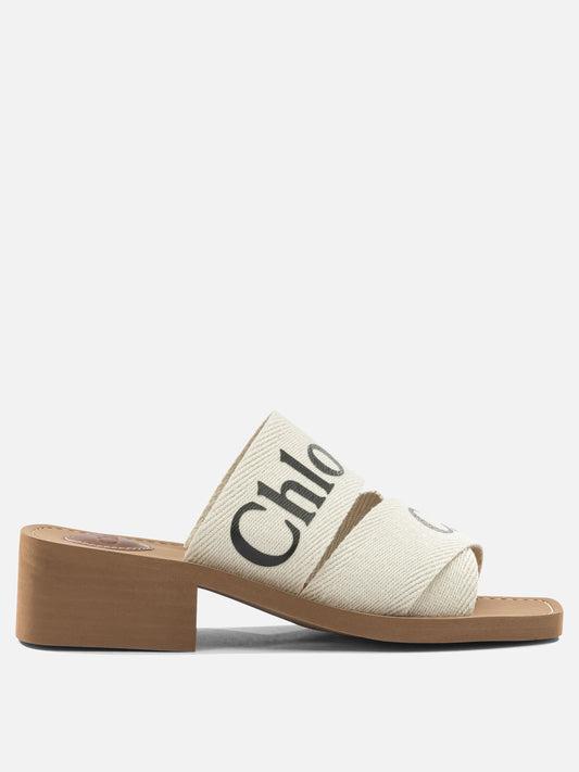 Heeled sandals 90% linen 10% polyester - 100% ethylene vinyl acetate  White - Chloé Women | PLP | VIETTI Online Store 
