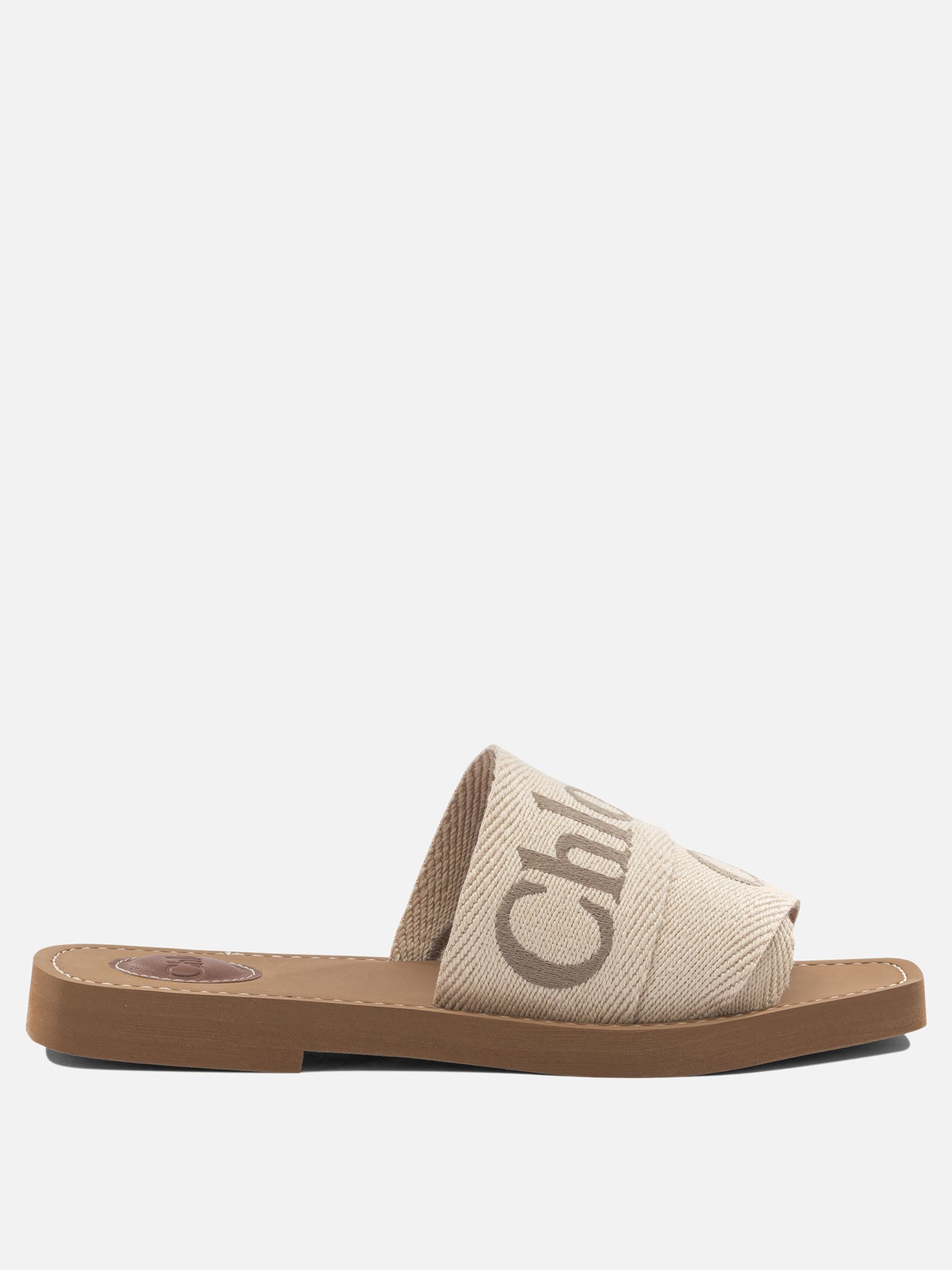 Slides 90% linen 10% polyester - 100% ethylene vinyl acetate  Beige - Chloé Women | PDP | VIETTI Online Store | thumbnail