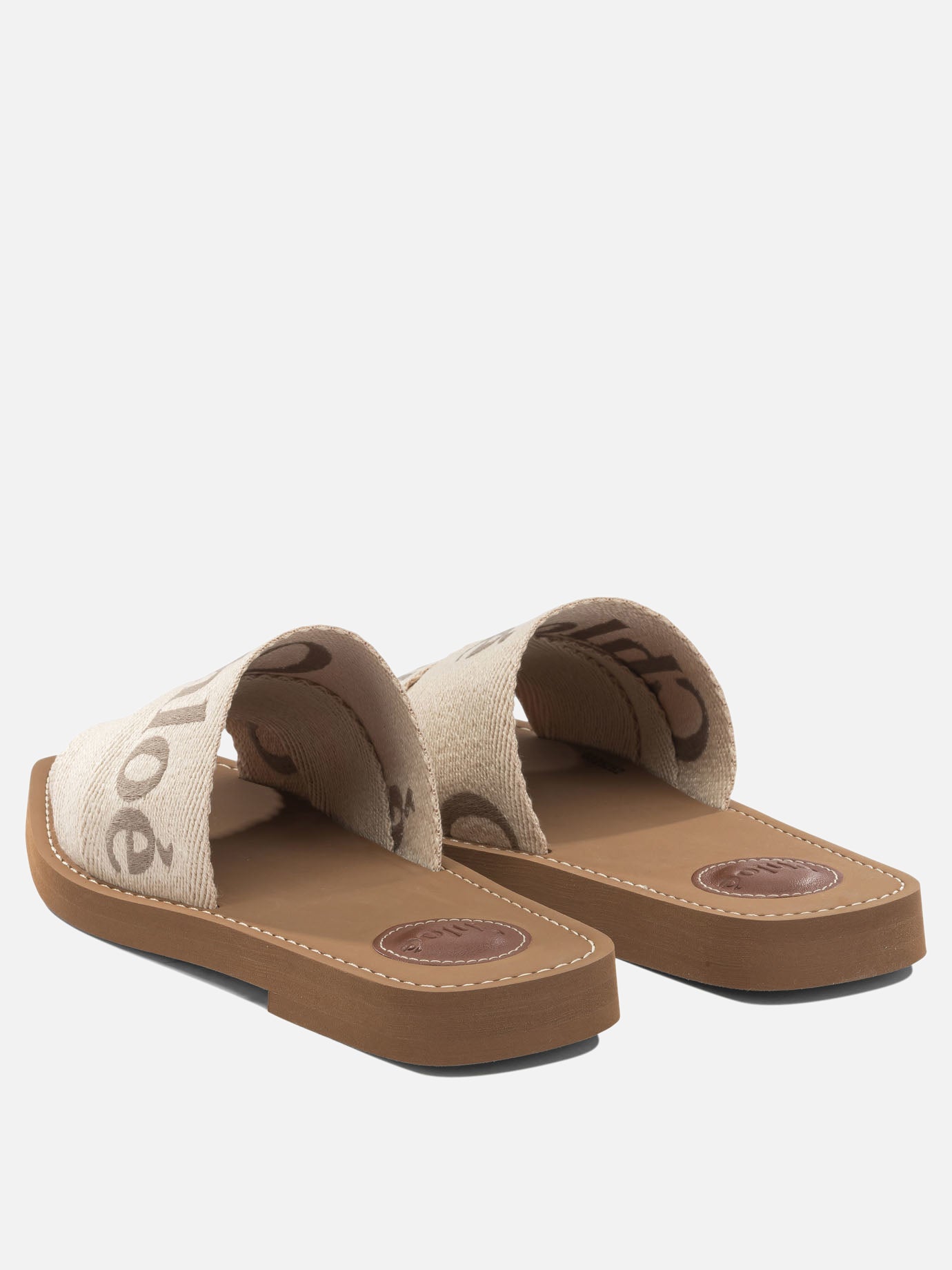 Slides 90% linen 10% polyester - 100% ethylene vinyl acetate  Beige - Chloé Women | PDP | VIETTI Online Store | thumbnail_4