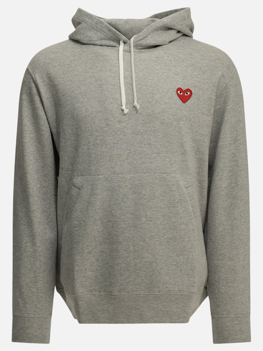 Comme Des Garçons Play "Red Emblem" Hoodie Grey

