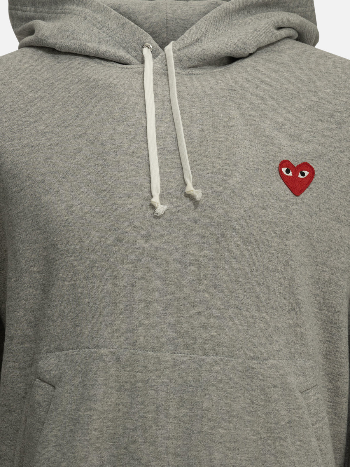 Comme Des Garçons Play "Red Emblem" Hoodie Grey

