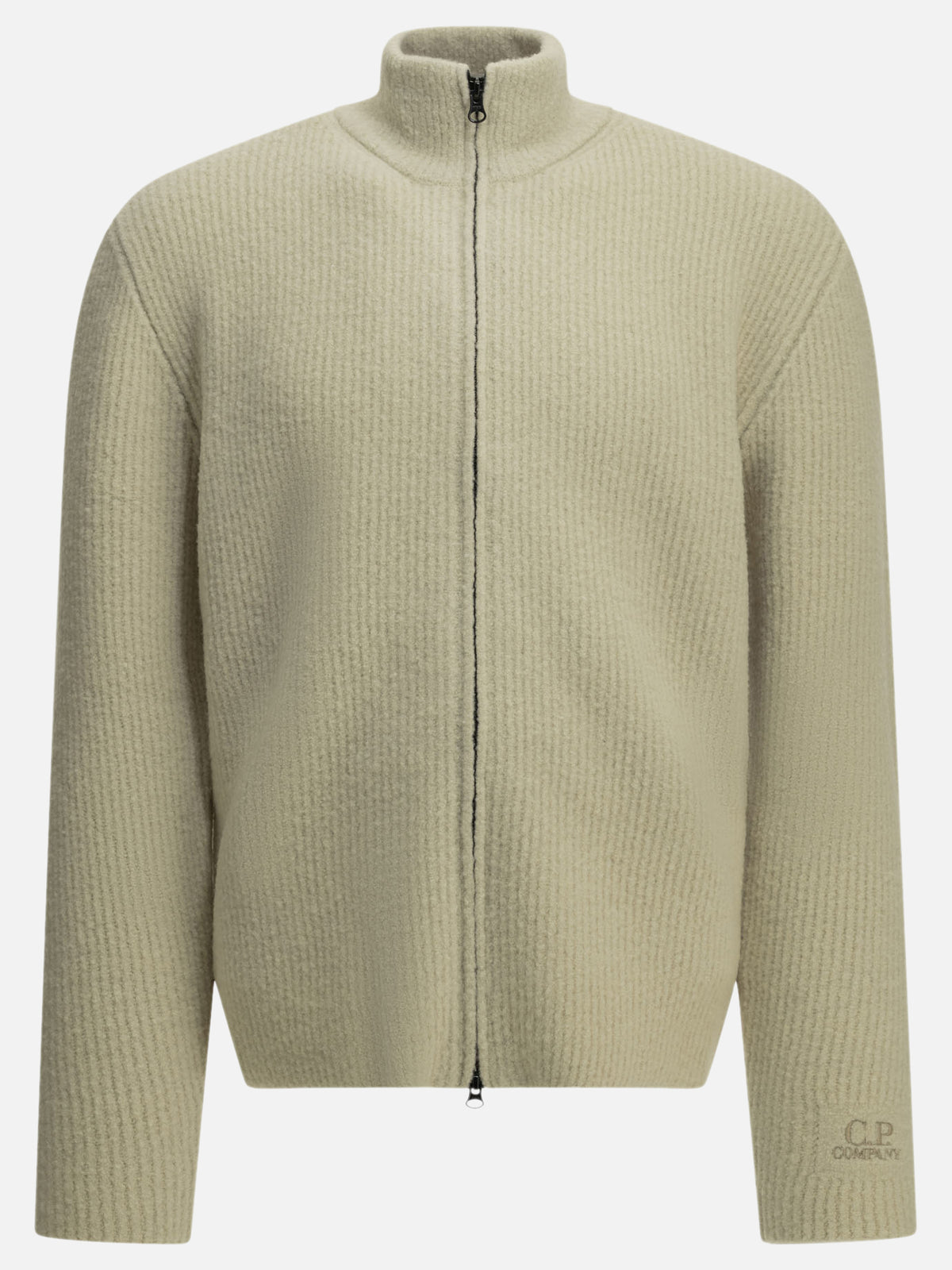 C.P. Company Zip-up sweater in bouclé wool White - VIETTI