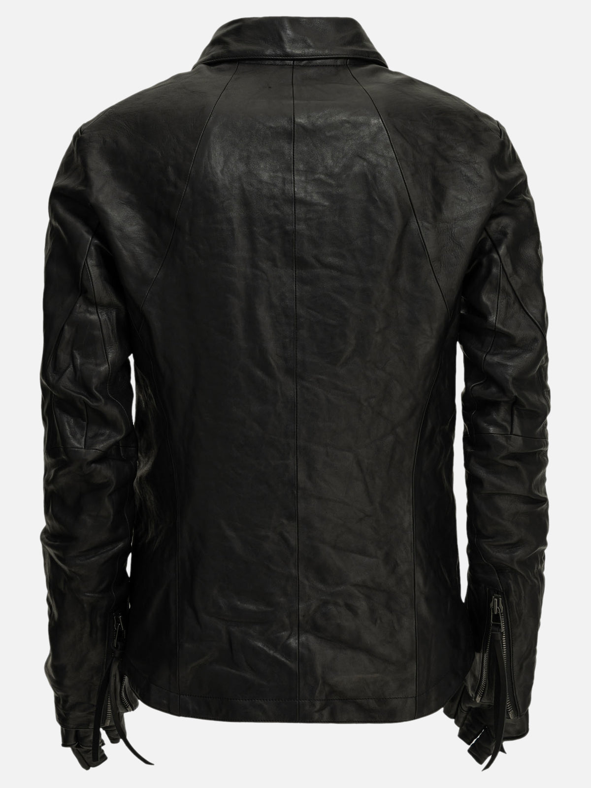 D.HYGEN Leather jacket with a detachable collar and gloves Black - VIETTI