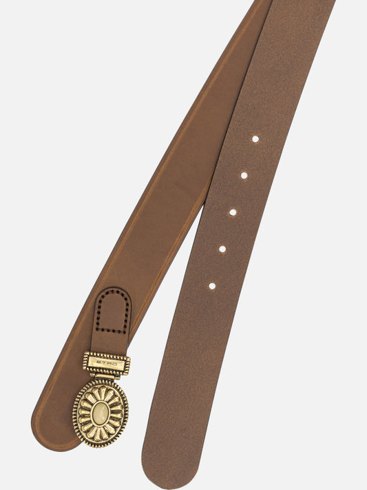 Etro "Paisley" Leather Belt Brown

