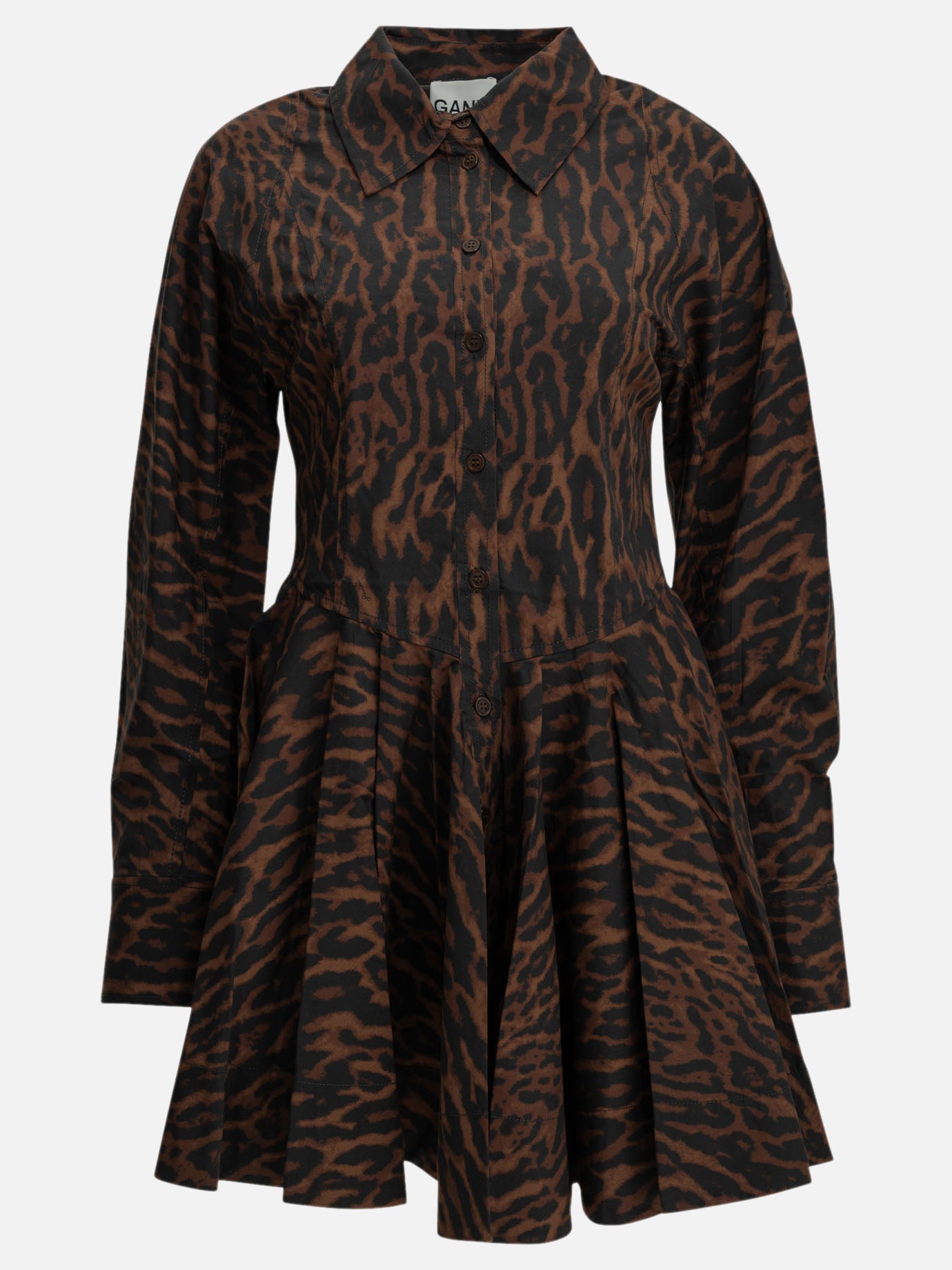 Ganni "Leopard" Short Dress Brown

