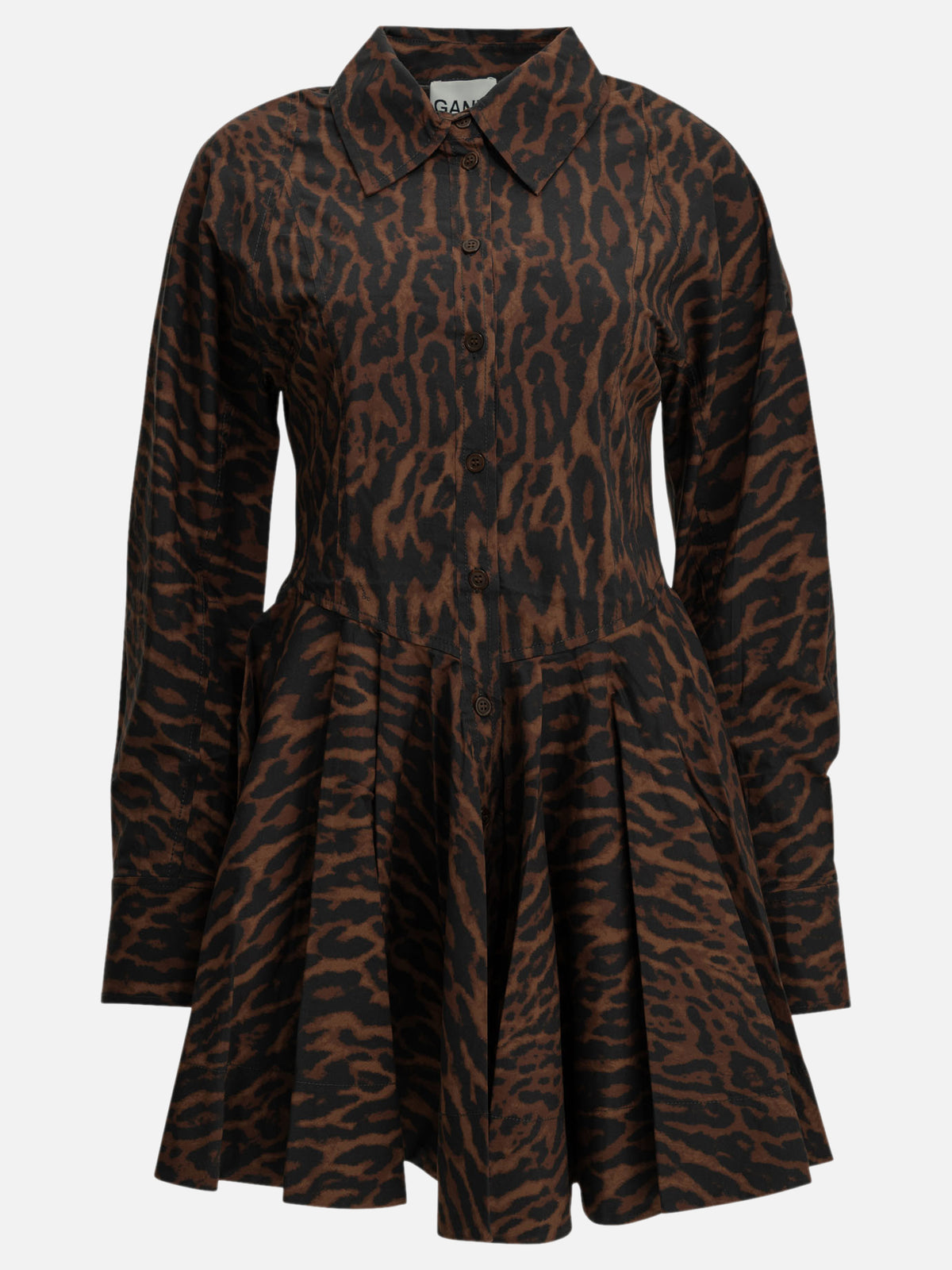 Ganni "Leopard" Short Dress Brown - VIETTI