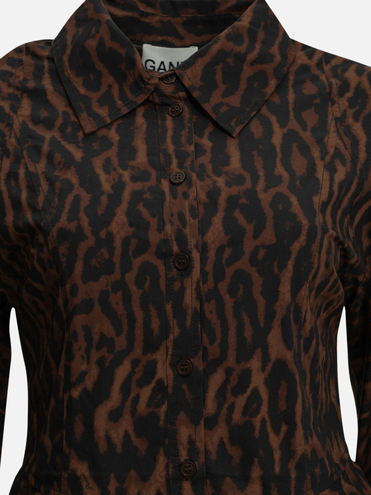 Ganni "Leopard" Short Dress Brown

