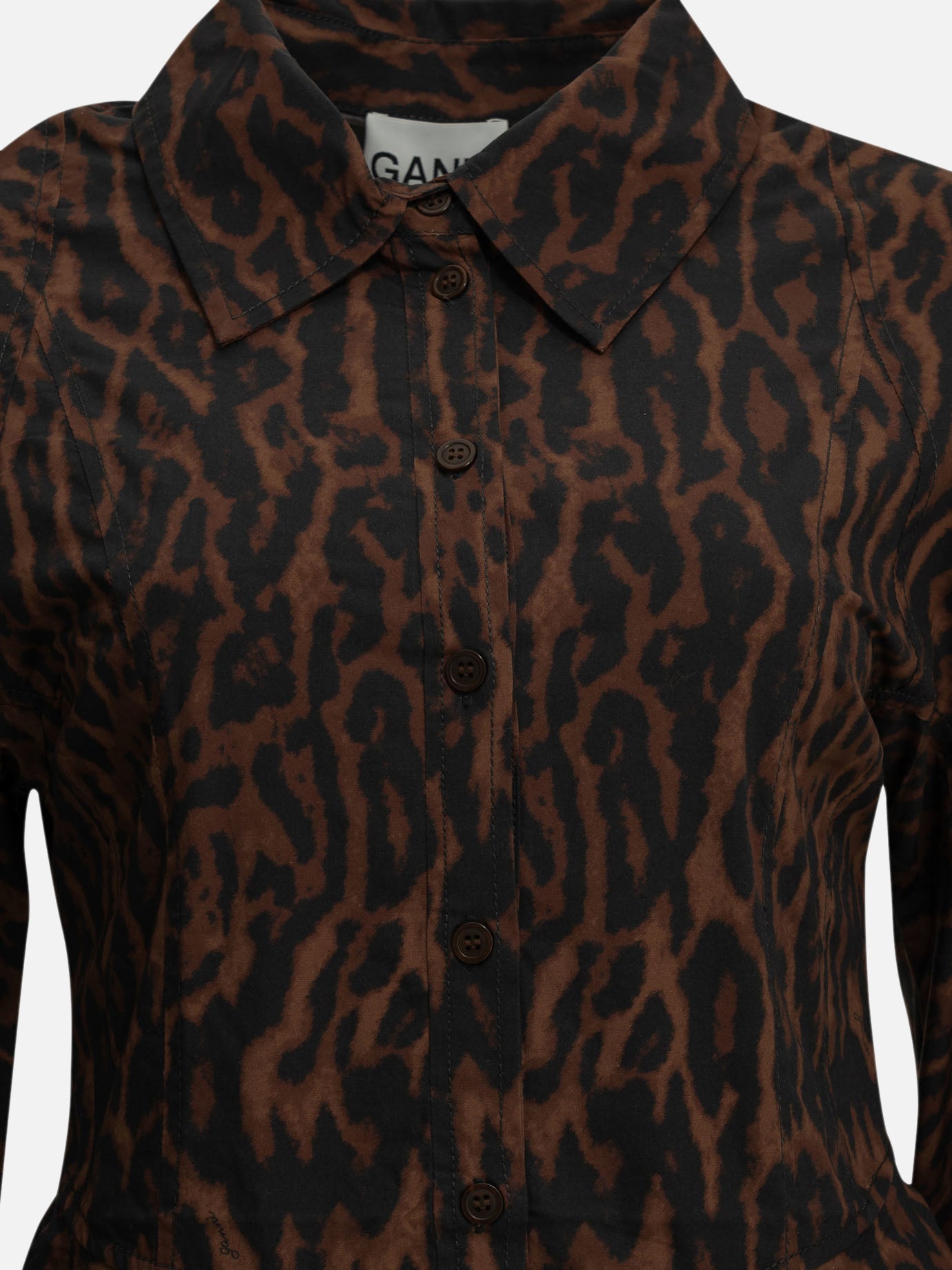 Ganni "Leopard" Short Dress Brown - VIETTI