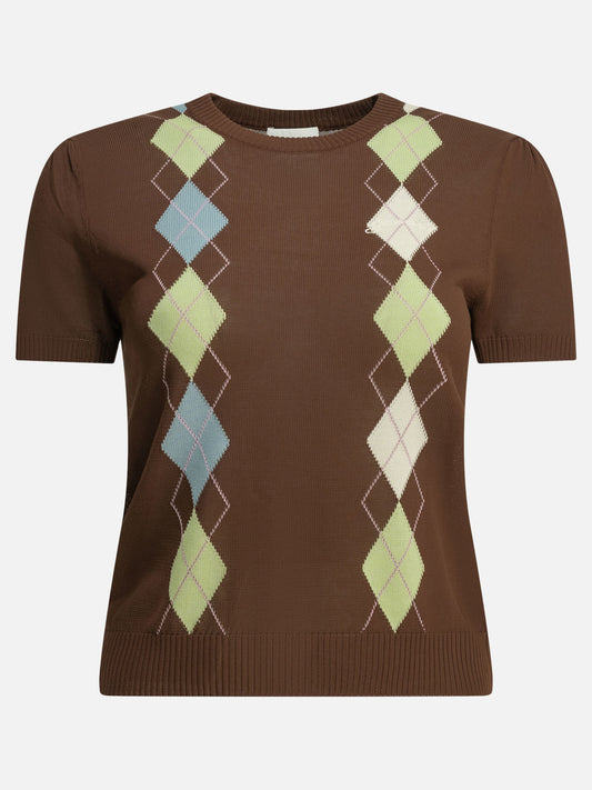 Crewneck sweaters Argyle  Brown - Ganni Women | PLP | VIETTI Online Store 
