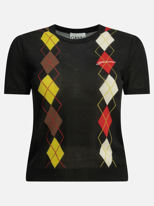Crewneck sweaters Argyle  Black - Ganni Women | PLP | VIETTI Online Store 
