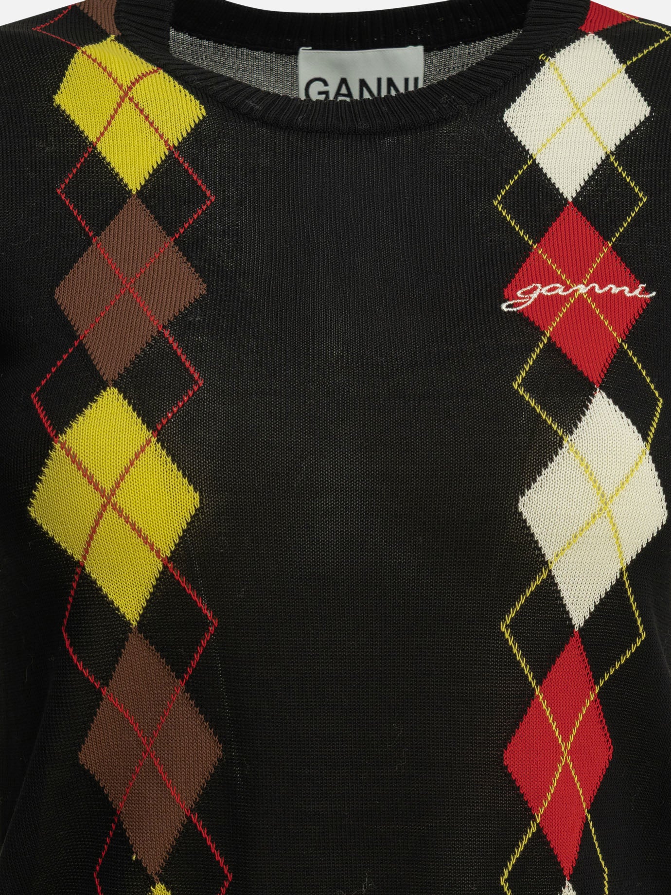 Crewneck sweaters Argyle  Black - Ganni Women | PDP | VIETTI Online Store | thumbnail_5